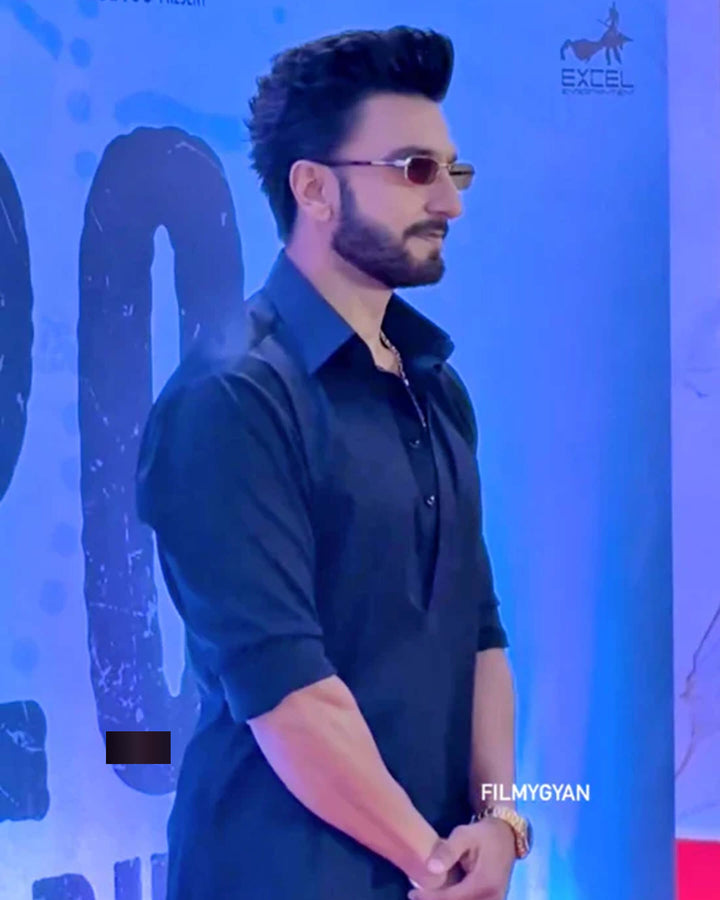 Ranveer Singh Inspired Black Satin Kurta Pajama Set for Men