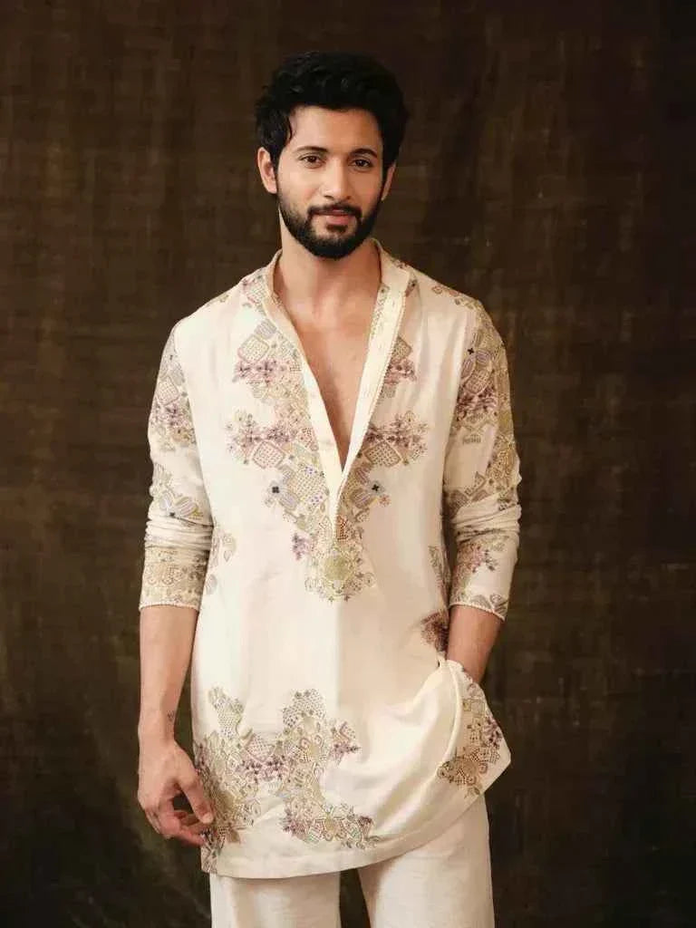 Ivory Festive Embroidered Kurta Set