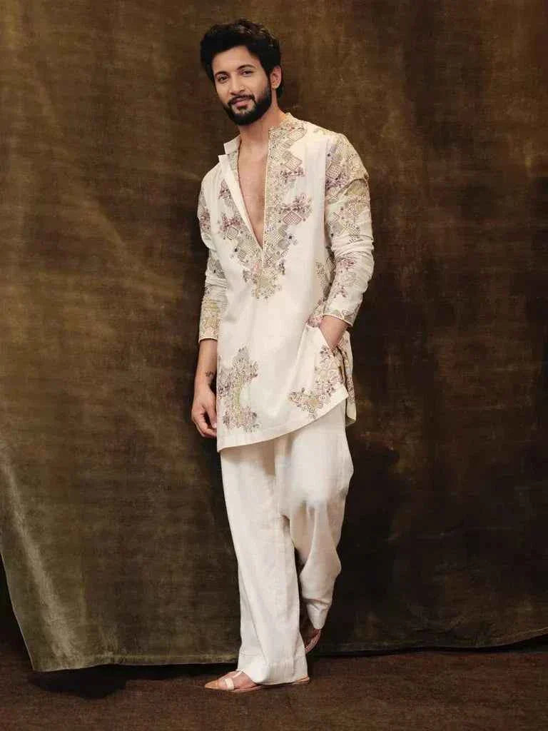 Ivory Festive Embroidered Kurta Set