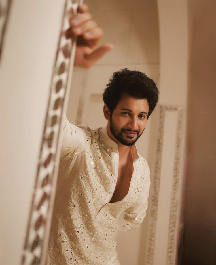 Premium Ivory Mirror Work Kurta Set for Men - Designer Festive & Wedding Wear